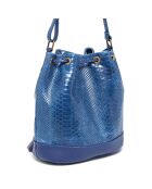 Sac seau en Cuir Cerise bleu jeans - 33x28x14 cm