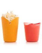 2 Bols à Pop-corn pliables en silicone oranges - 13x17x13 cm