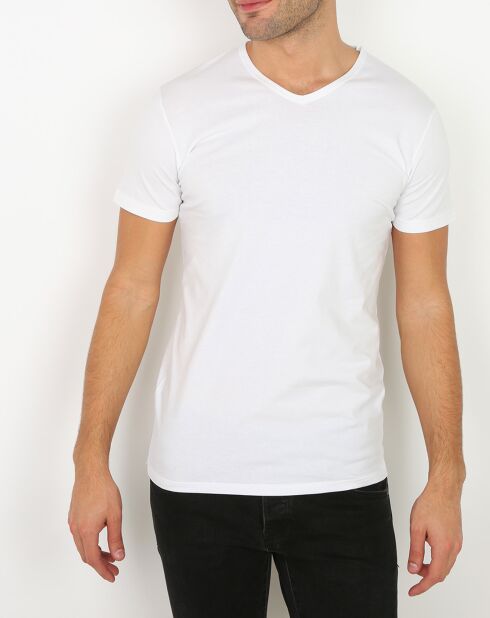 T-Shirt Col V blanc