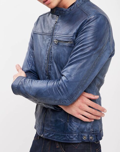 Vintage blauwe leren jas van Calvin