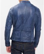 Vintage blauwe leren jas van Calvin