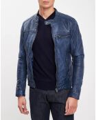 Vintage blauwe leren jas van Calvin