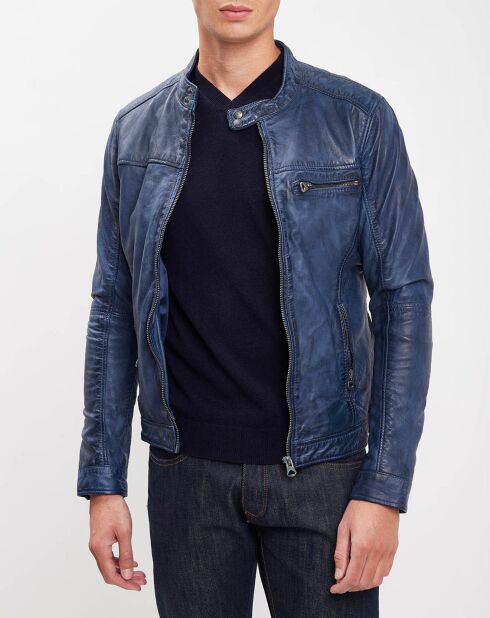 Vintage blauwe leren jas van Calvin