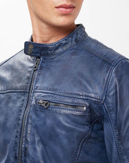 Vintage blauwe leren jas van Calvin