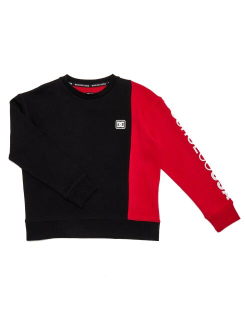 Sweat col rond Bande Manche noir/rouge