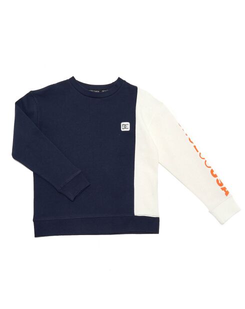 Sweat col rond Bande Manche bleu/blanc