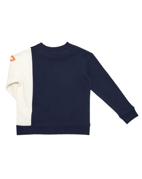 Sweat col rond Bande Manche bleu/blanc