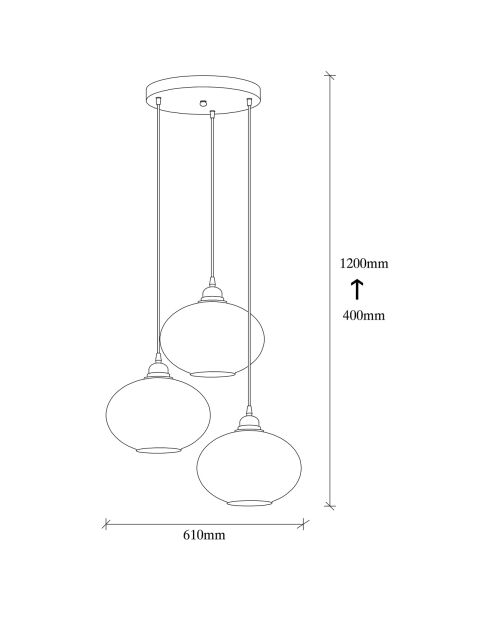 Suspension Smoked 051 gris fumé  - H.120x61 cm