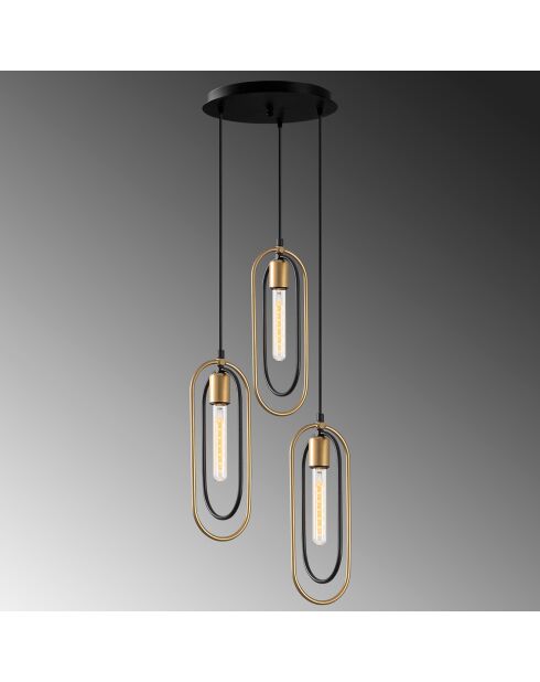 Cerco 2021 zwart/gouden kroonluchter - H.132x38 cm