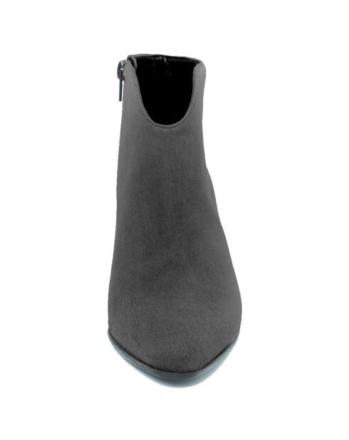 Bottines en Velours de Cuir Elie noires - Talon 7 cm