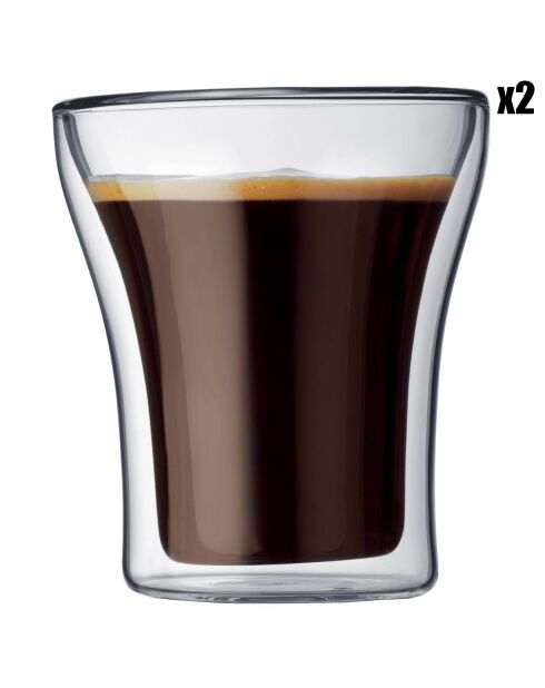 2 verres en double paroi Assam transparents - 0.2 L