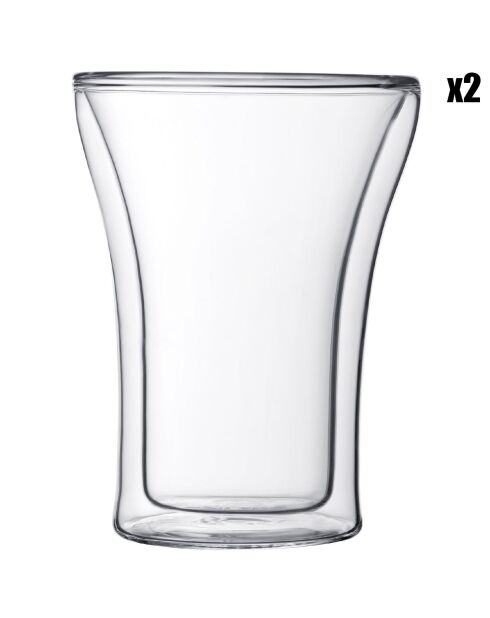 2 verres en double paroi Assam transparents - 0.25 L