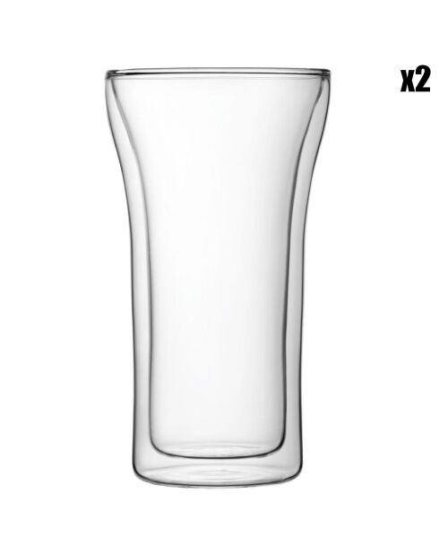 2 verres en double paroi Assam transparents - 0.4 L