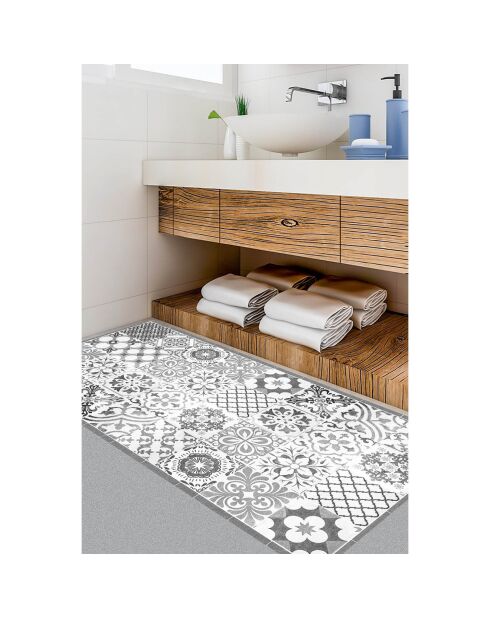 Tapis vinyle Beutiful tiles gris - 50x140 cm