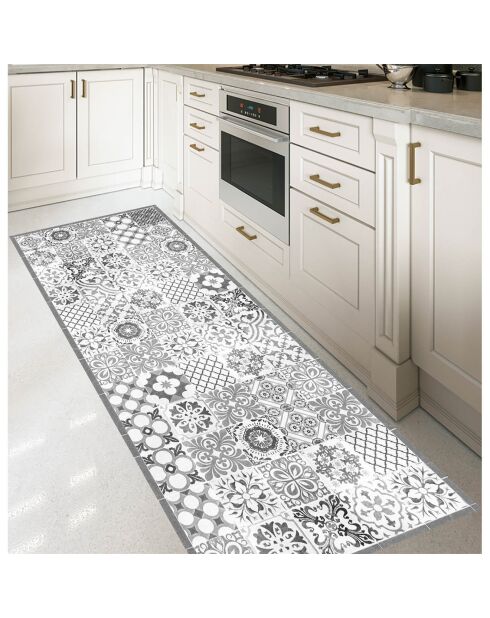 Tapis vinyle Beutiful tiles gris - 66x150 cm
