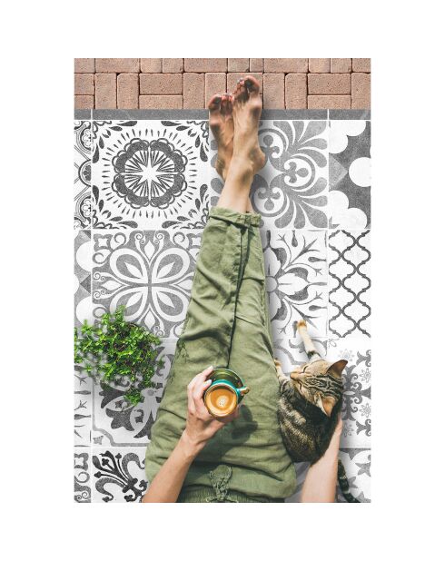 Tapis vinyle Beutiful tiles gris - 66x150 cm