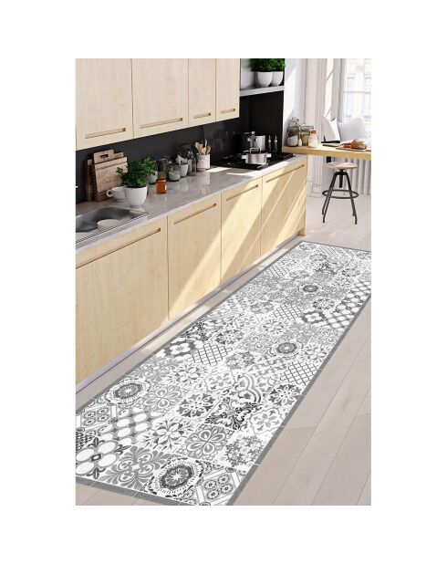 Tapis vinyle Beutiful tiles gris - 66x180 cm