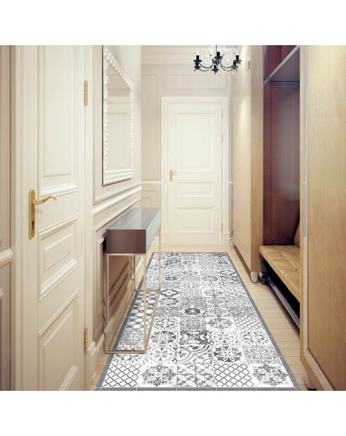Tapis vinyle Beutiful tiles gris - 66x250 cm