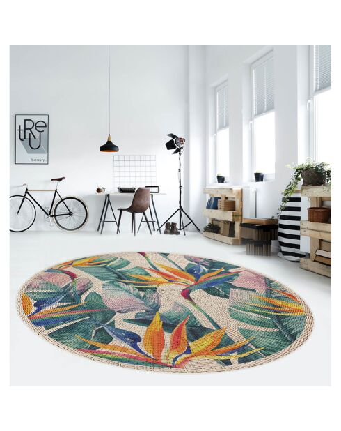 Tapis vinyle Rond Ave del paraíso multicolore - D.120 cm