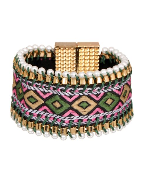 Essaya manchet roze/groen/goud