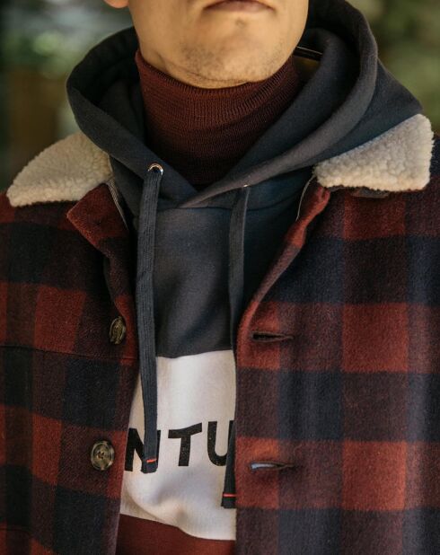 Lorge Jacke aus Wollmischung mit burgunderfarbenem Karomuster