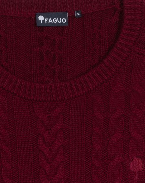 Pullover Marigny aus Wollmix mit burgunderfarbenem Zopfmuster