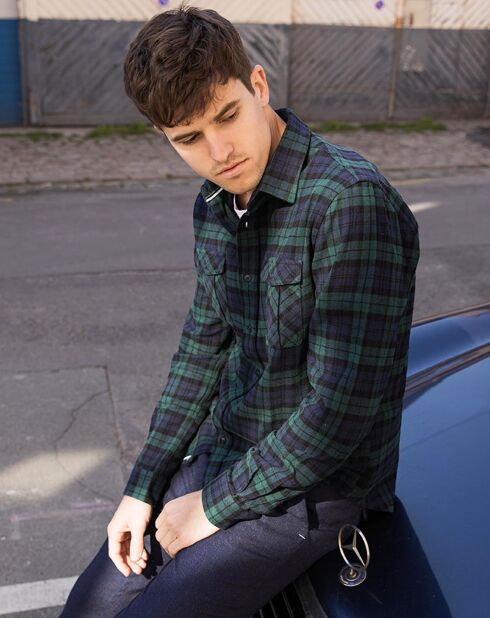 Blauw/groen geruit hemd Cerisy