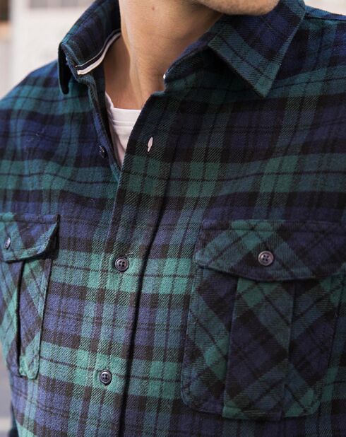 Blauw/groen geruit hemd Cerisy