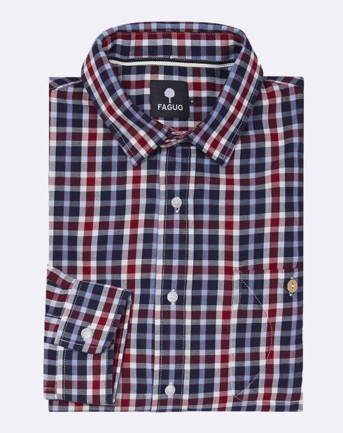 Onca blauw/wit/rood geruit recht hemd