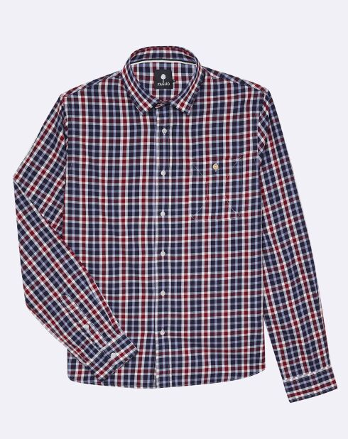 Onca blauw/wit/rood geruit recht hemd