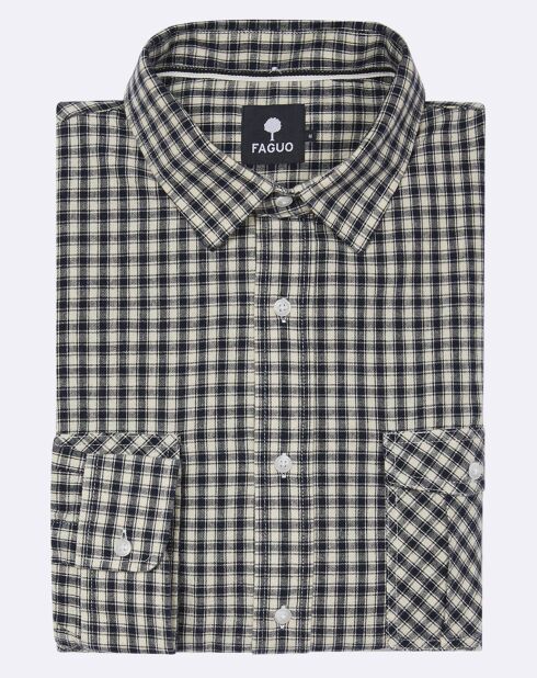 Chemise droite ample Cerisy à carreaux marine/blanc