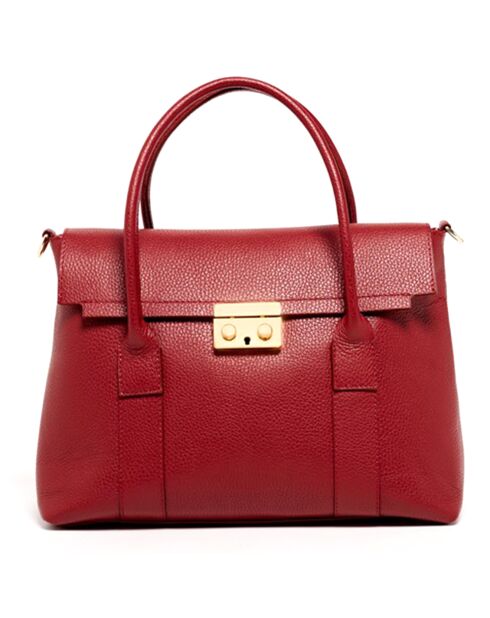 Sac à main en Cuir Amy bordeaux - 31.5 x23.5x13 cm