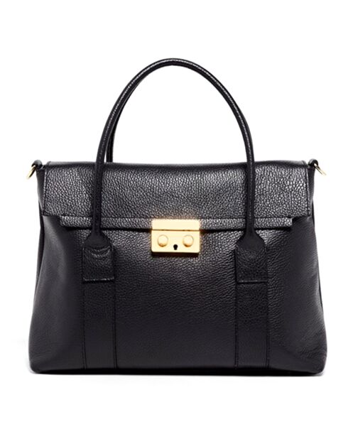 Sac à main en Cuir Amy noir - 31.5 x23.5x13 cm