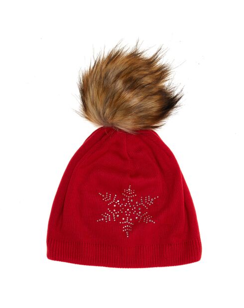 Bonnet L3 Fily pompon fausse fourrure rose des bois