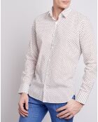 Chemise Slim Double Carrés blanche