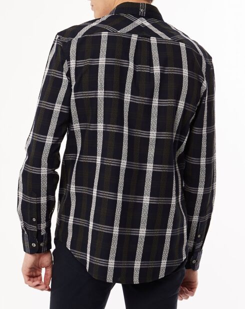 Chemise droite à carreaux texturés bleu/vert