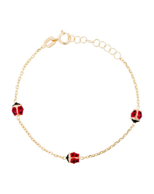 Bracelet 3 Coccinelles or jaune