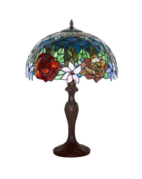 Lampe de table façon Tiffany florale multicolore - 40x60 cm