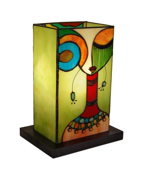 Lampe de chevet façon Tiffany ethnique moderne multicolore - 29x21x16 cm