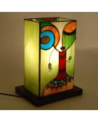 Lampe de chevet façon Tiffany ethnique moderne multicolore - 29x21x16 cm