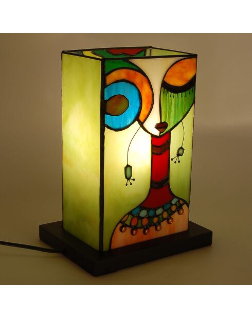 Lampe de chevet façon Tiffany ethnique moderne multicolore - 29x21x16 cm