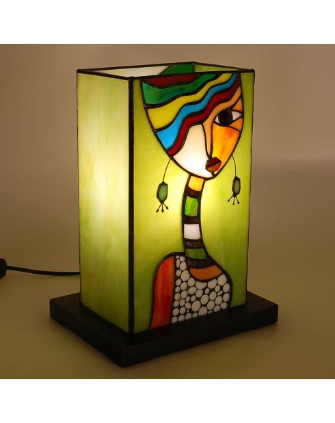 Lampe de chevet façon Tiffany ethnique moderne multicolore - 29x21x16 cm