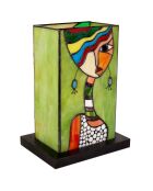 Lampe de chevet façon Tiffany ethnique moderne multicolore - 29x21x16 cm