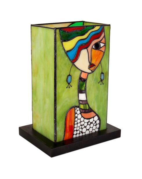 Lampe de chevet façon Tiffany ethnique moderne multicolore - 29x21x16 cm