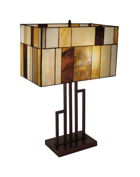 Lampe façon Tiffany square landscape multicolore - 62x40x21.5 cm