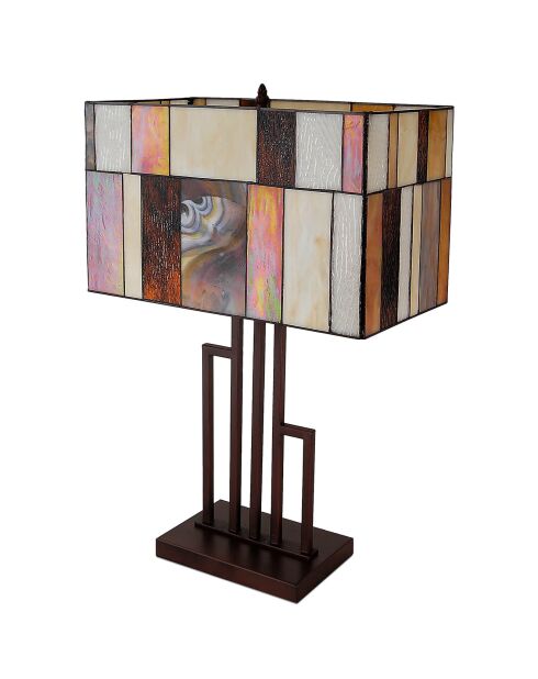 Lampe façon Tiffany square landscape multicolore - 62x40x21.5 cm