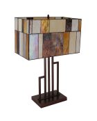 Lampe façon Tiffany square landscape multicolore - 62x40x21.5 cm