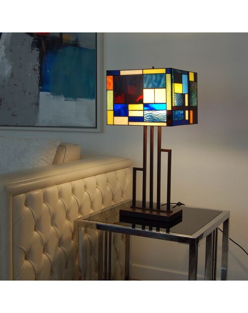 Lampe façon Tiffany multicolour landscape multicolore - 60x28x28 cm