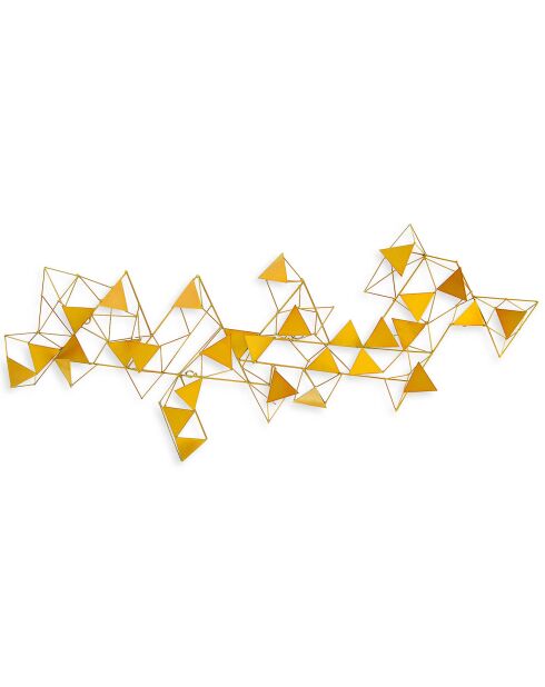 Tableau en métal Composition de triangles doré - 53x115 cm