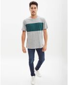 T-Shirt Reuben rayure gris/vert